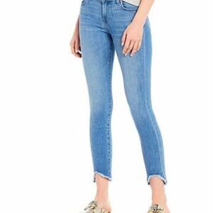 7 for All Mankind Frayed Angled-Hem Ankle Jeans